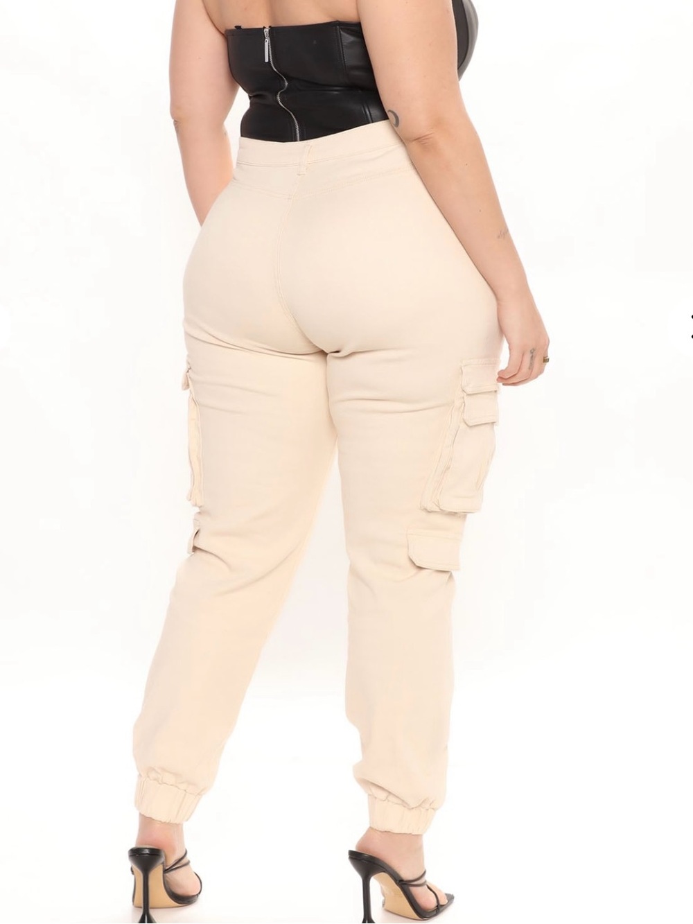 Fashion Nova Beige Cargo Jogger Pants - Picture 2 of 3
